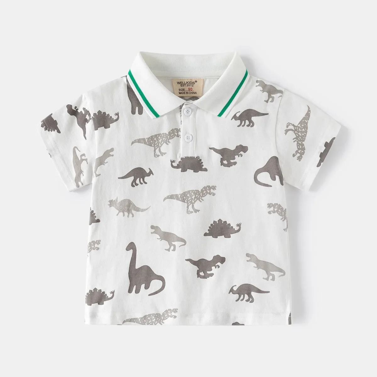 New 2025 Boys Fashion Polo Shirts Kids Summer Cartoon Dinosaur Print Short Sleeve Lapel T-shirt Tops Children Casual Clothing