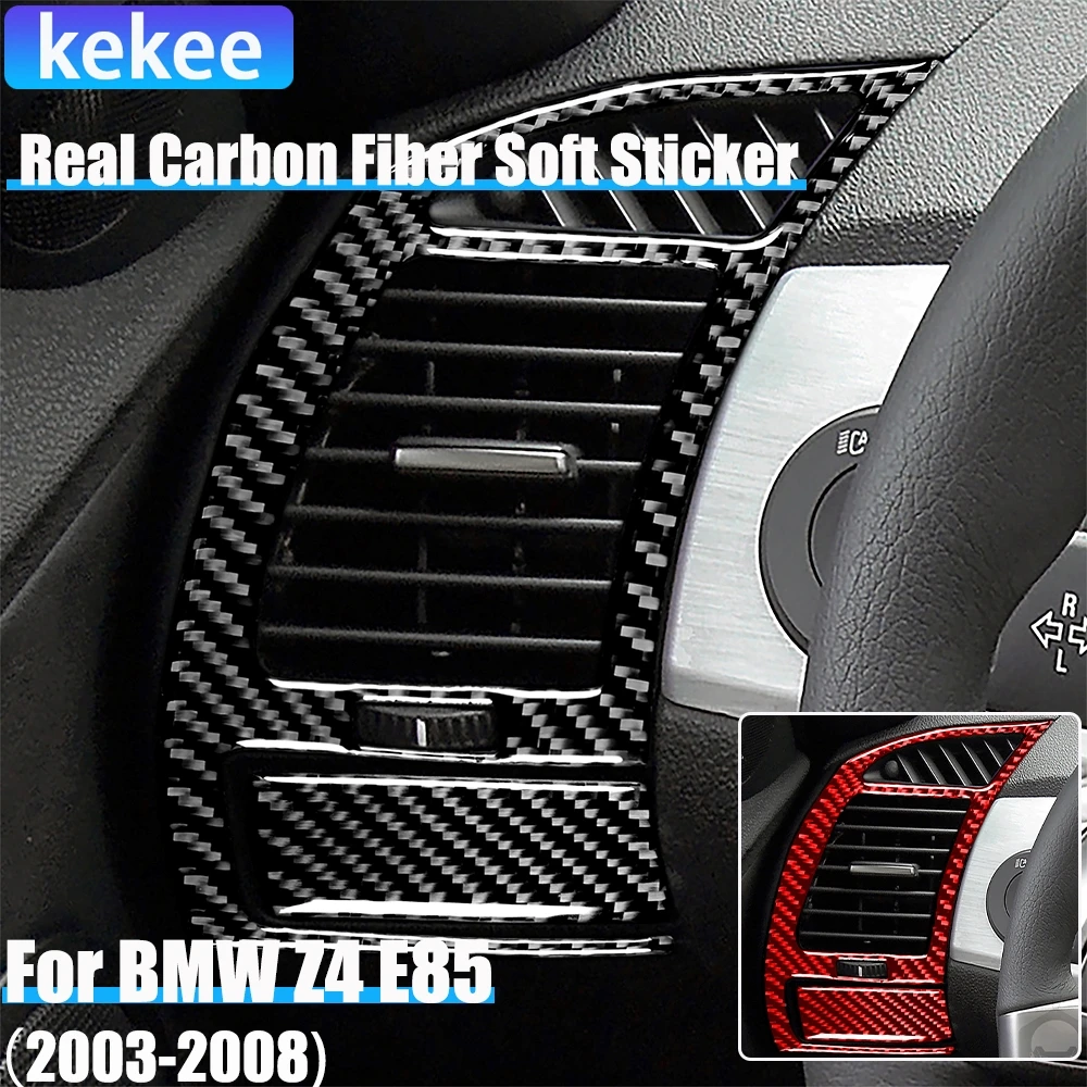 

Real Carbon Fiber Car Accessories Dashboard Air Vent Decorative Cover Soft Sticker For BMW Z4 E85 2003 2004 2005 2006 2007 2008