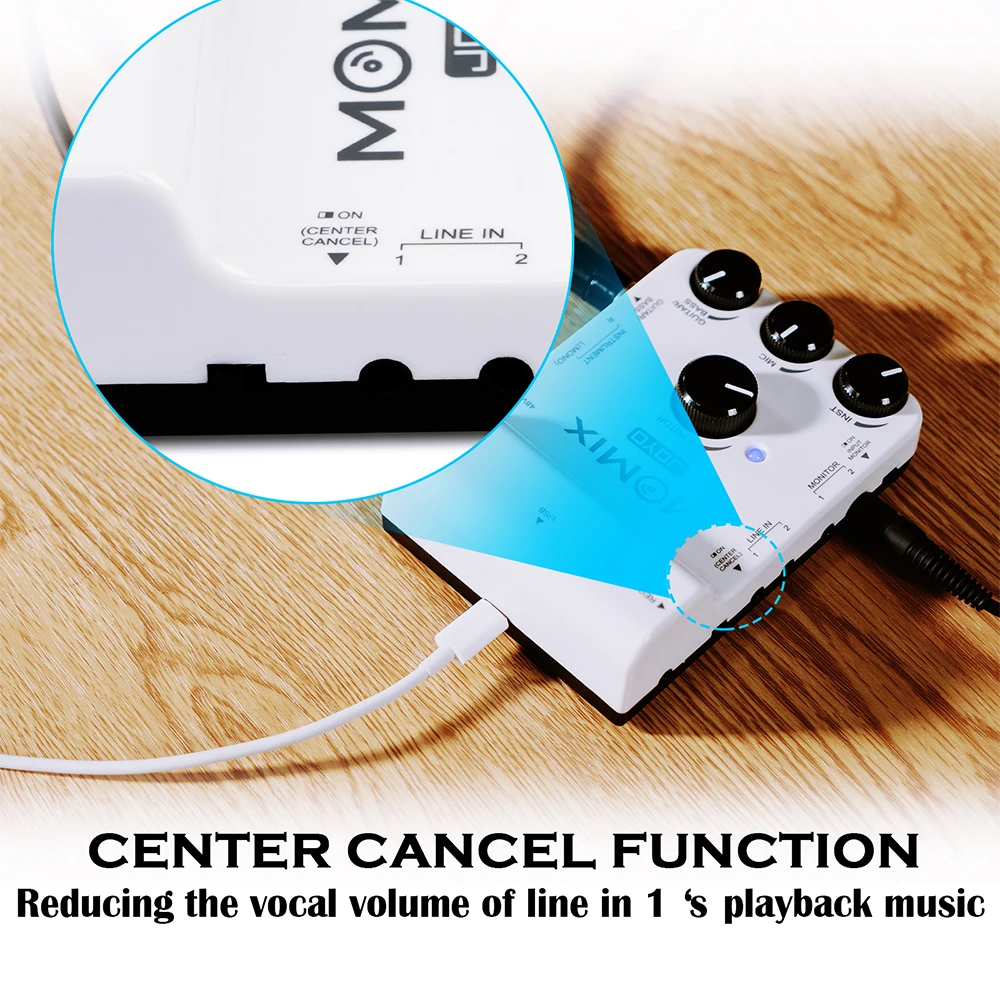 JOYO MOMIX USB Mobile Device Sound Card 48V Phantom Power Dual Monitoring Output Interface Plug and Play