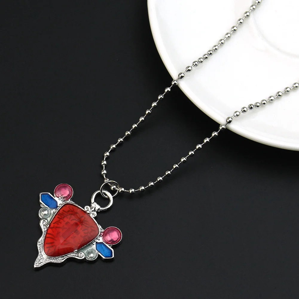 Anime JoJo Bizarre Adventure Necklace Joseph Joestar Necklaces Red Stone Zinc Alloy Pendant Fashion Chain Cosplay Jewelry Gift