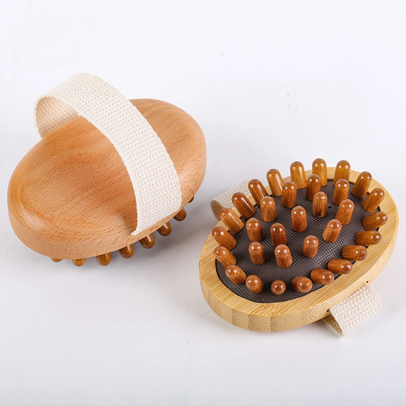 Body Anti Cellulite Brush Soothing Essential Oil Spa Massage Hair Comb Leg Abdominal Massage Wooden Cushion Meridian Brush