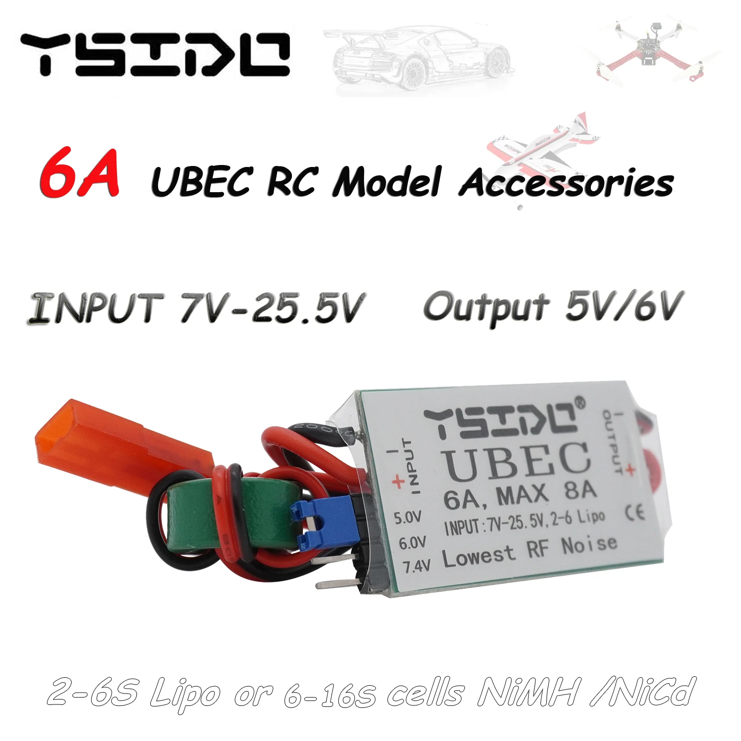 6A UBEC MAX 8A NPUT 7V-25.5V 2~6S Lipo Battery Output 5V/6V Switch Mode BEC for RC Drone Quadcopter RC Car RC Model Accessories