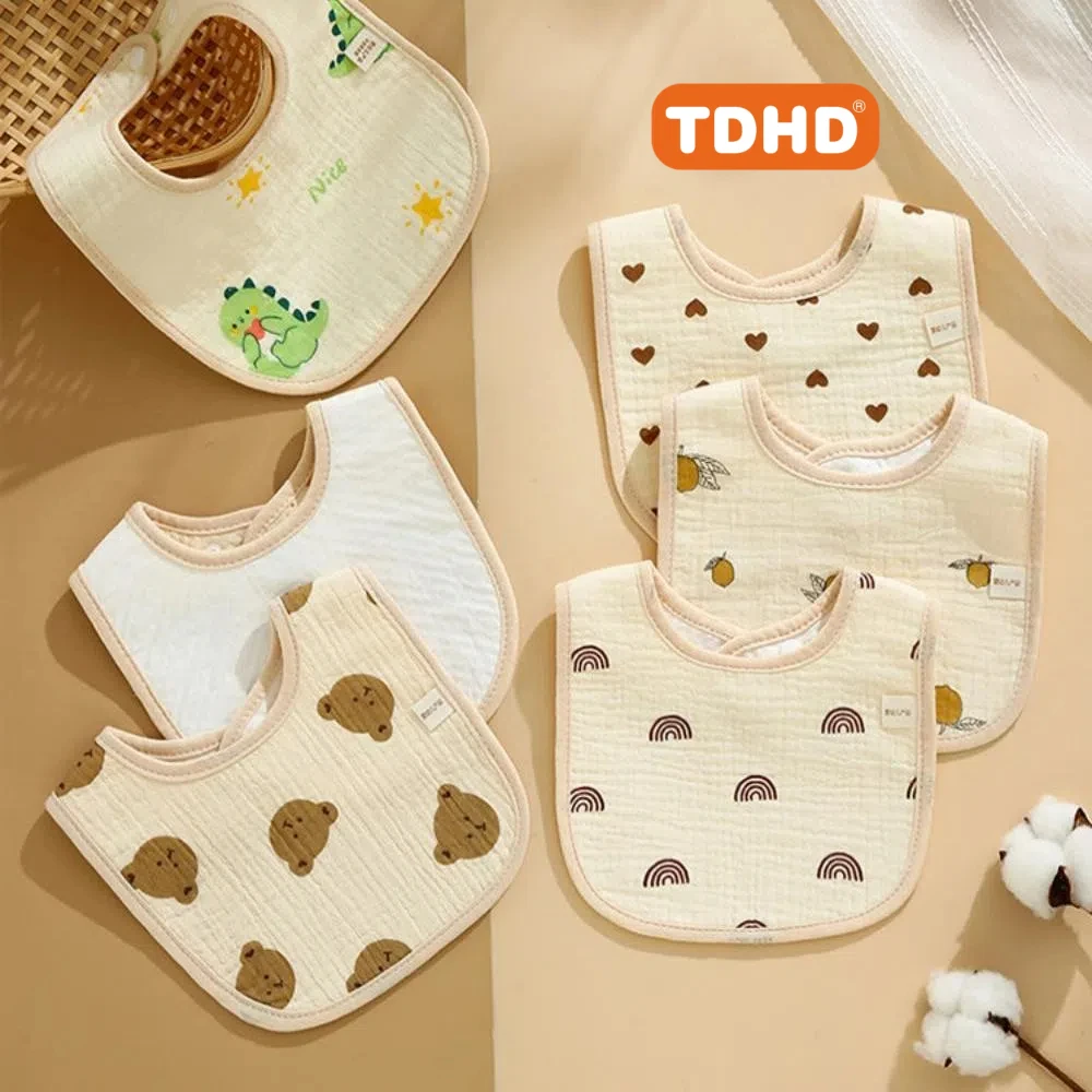 

TDHD 4-упаковка марлевых мягких U-образных детских нагрудников для кормления, приятных для кожи, удобных и неаллергенных шестислойных нагрудников, праздничных