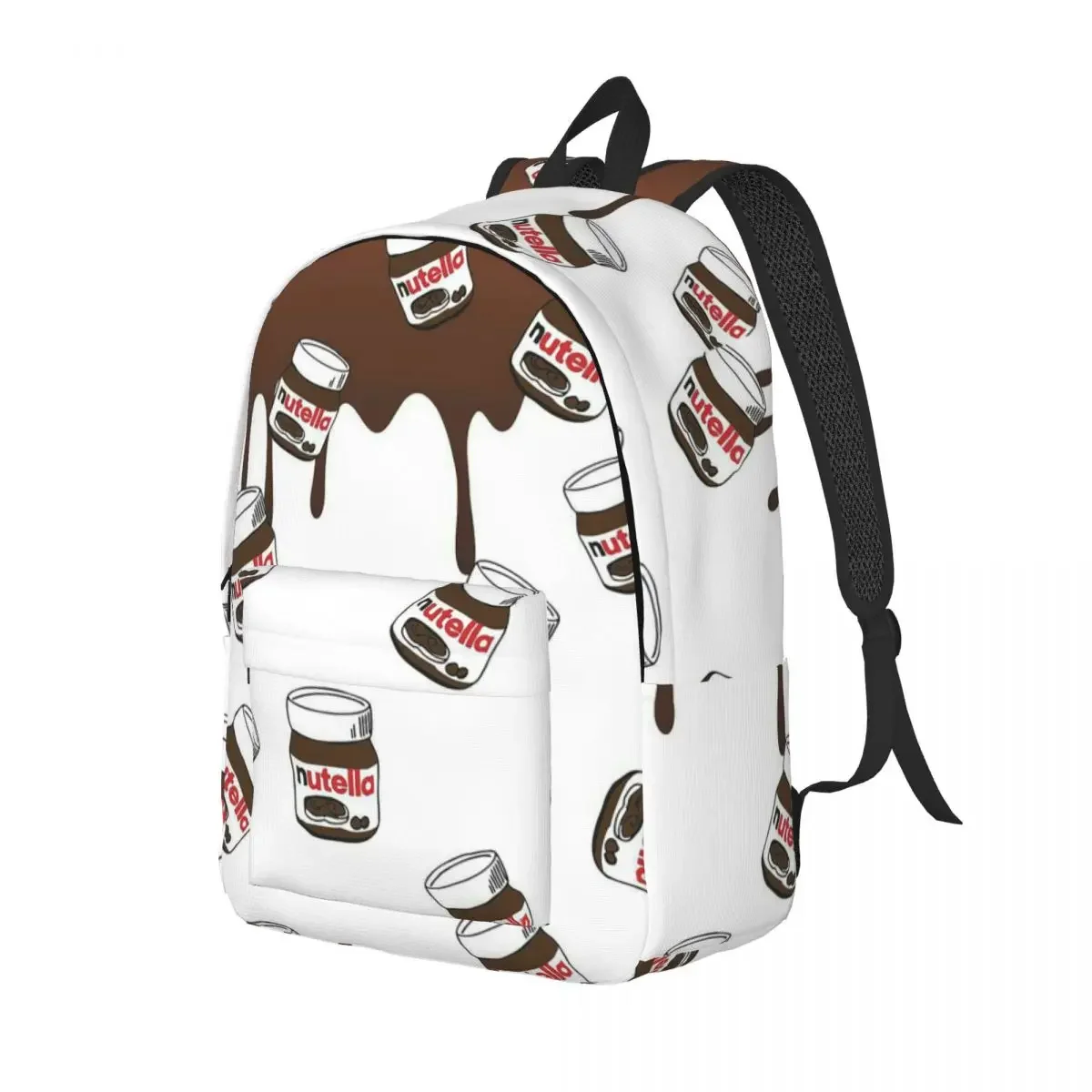 Mochila moderna de dibujos animados de Nutella para hombres y mujeres, morral de viaje duradero para estudiantes, bolsas de lona para computadora portátil