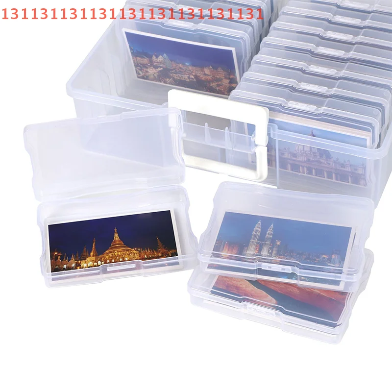 

Organizer Container with 16 Inner Display Cases for Pictures Arts And Beads Transparent Photo Storage Box with Handle