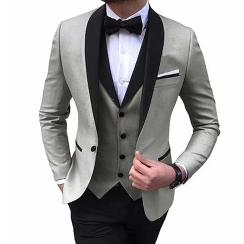 Costumes décontractés à revers châle pour hommes, smokings noirs pour mariage, olympiques GroomTIME, blazer, vernis, pantalon, blazer, 3 pièces, 2023