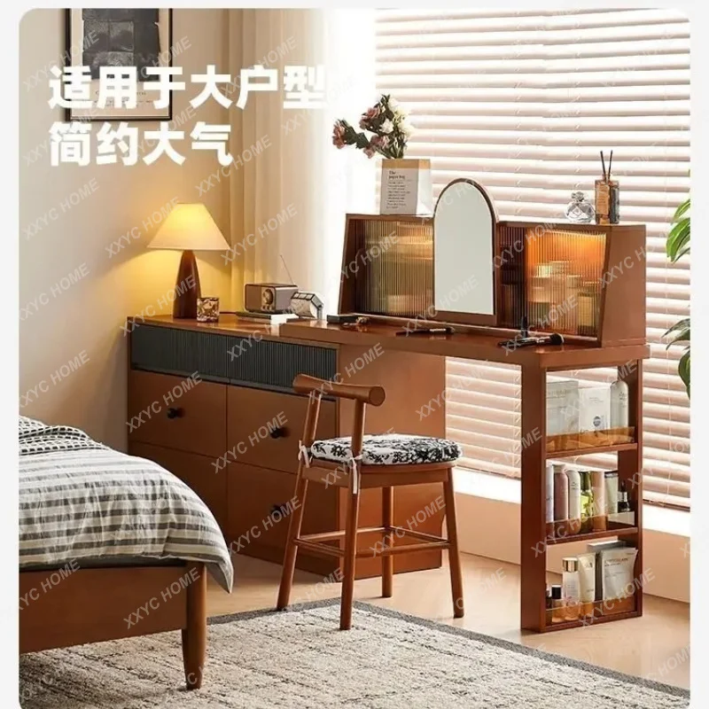 XXretro solid wood dresser storage cabinet light luxury retractable corner makeup table