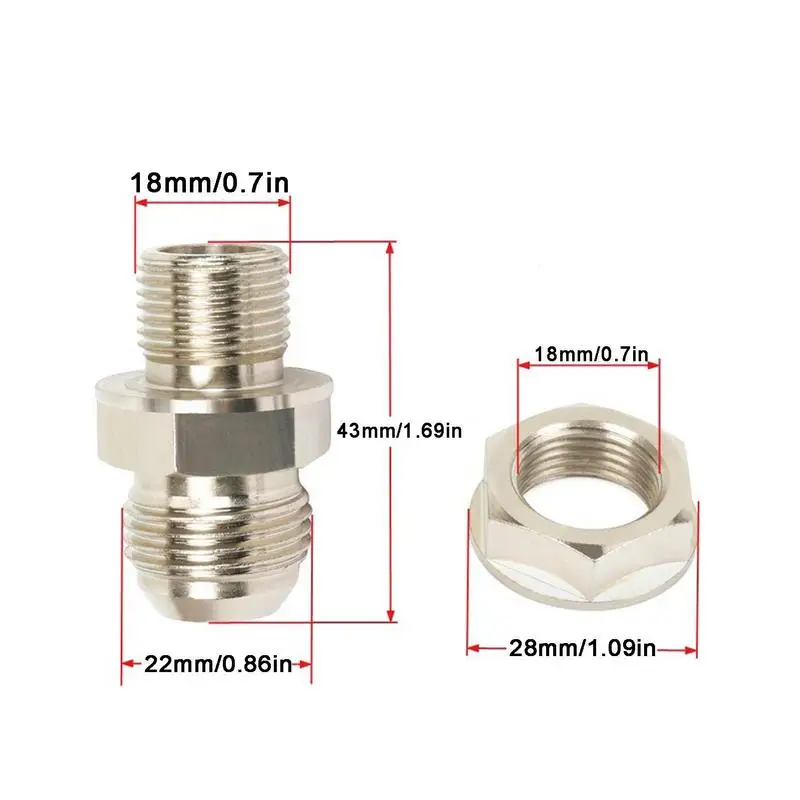 Adaptateur de tuyau fileté en acier au carbone, connecteur évasé mâle, accessoires de réaménagement, vidange d'huile universelle, 10 An-M18X1.5