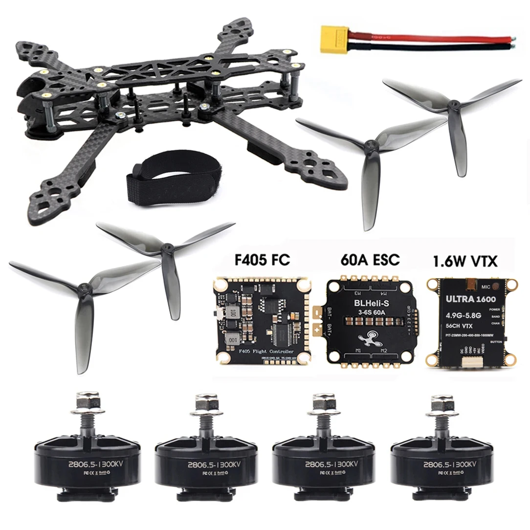 Mark4 7inch 295mm Carbon Fiber Frame F4 F405 Flight Control 60A 4in1 ESC 2807 1300KV Motor 1.6W VTX for FPV Long Range frame