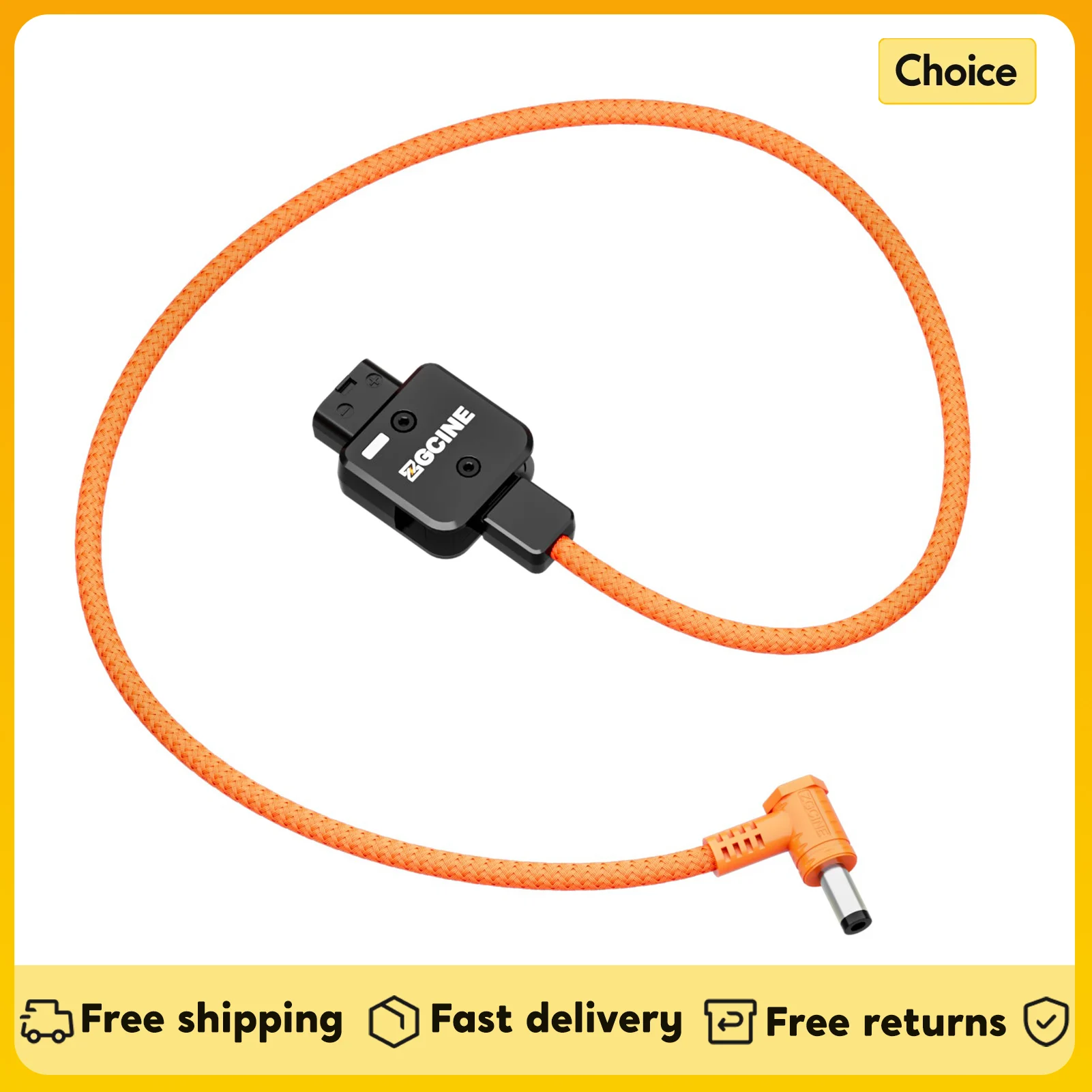 ZGCINE D-Tap to 5.5*2.5mm DC Connector Power Cable 60cm 180° Rotatable with Braided Wire for V-mount/Gold Mount Battery Monitor