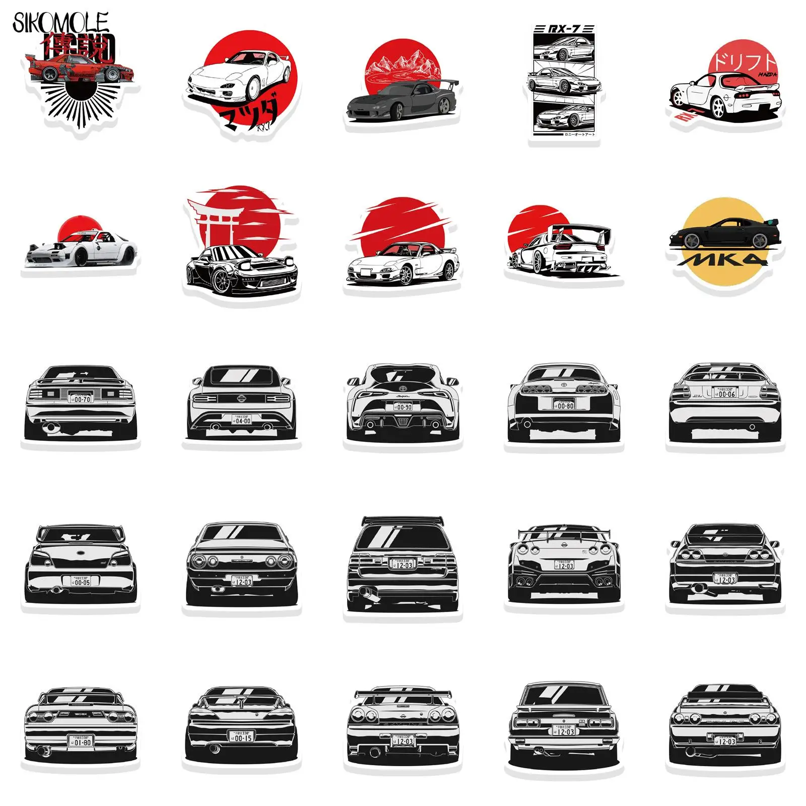 10/30/50PCS JDM Japan Retrofit Racing Car Stickers DIY Toys Luggage Skateboard Diary Laptop Decals Pegatinas Graffiti Sticker F5