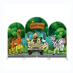 Mickey Minnie Mouse Safari Jungle Forest Wild One Party Arch Backdrop Cover