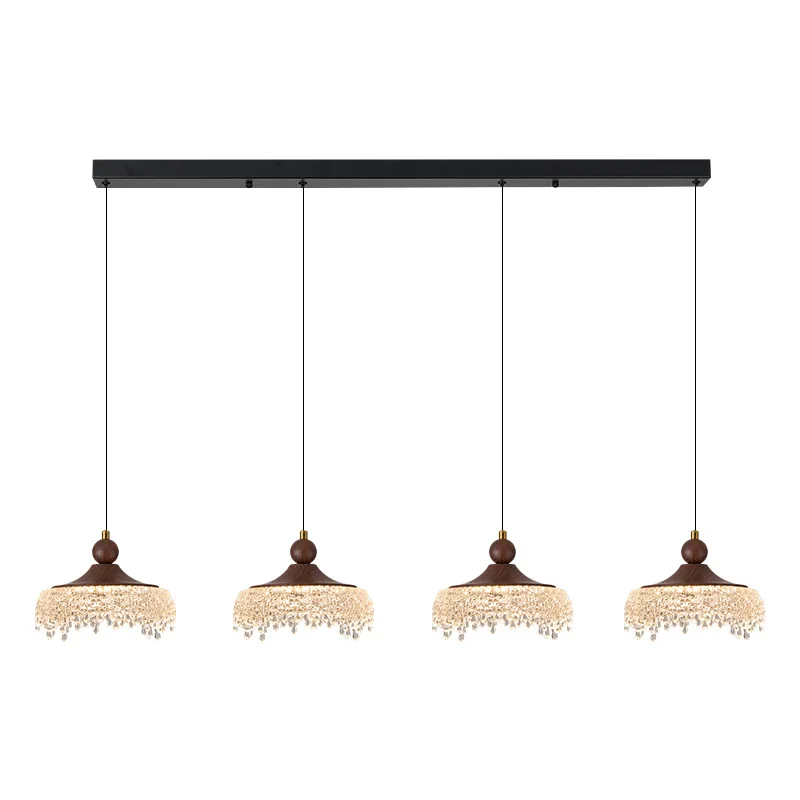 โคมไฟระย้าแบบฝรั่งเศสโบราณ 3 หัว, โคมไฟระย้าทรงหยดน้ำไม้วอลนัท, โคมไฟวินเทจสำหรับร้านอาหาร, หัวเตียงห้องนอน, ทางเดิน