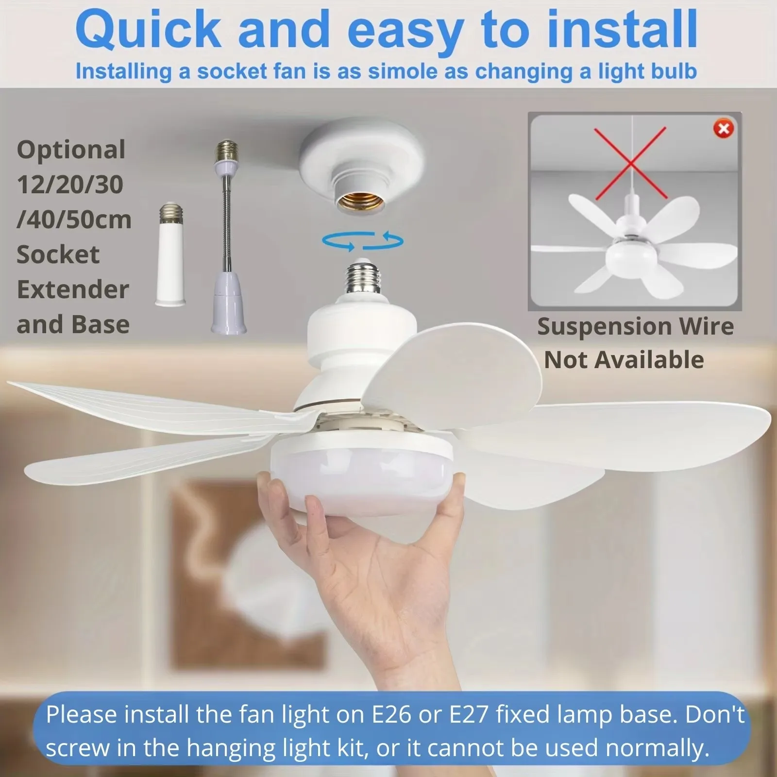 

LED Six Leaf Flower Shaped Fan Light 20.5 Inches 40W E27 Screw Infinite Dimming Detachable Remote Control Ceiling Fan Light