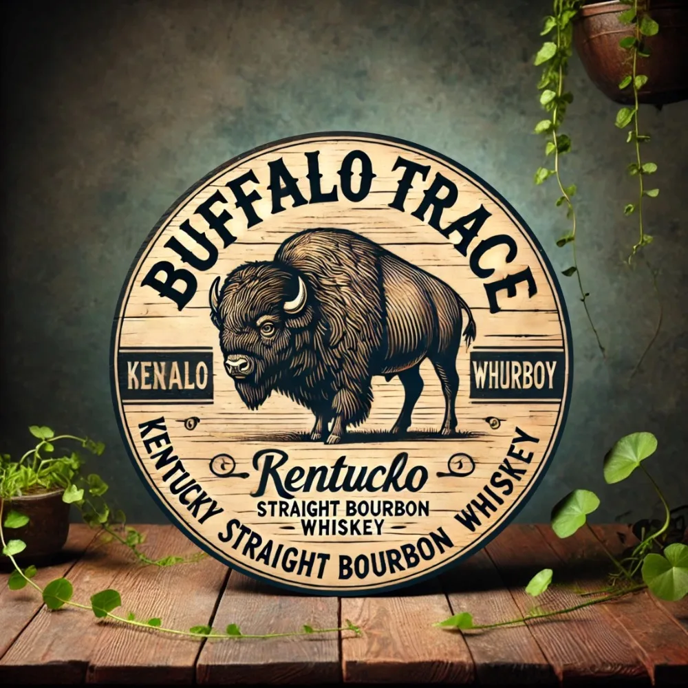 لافتة معدنية مسطحة ثنائية الأبعاد من الجاموس كنتاكي بوربون - لوحة فنية جدارية كلاسيكية من الألومنيوم، ديكور مقاوم للماء ومقاوم للبهتان #3