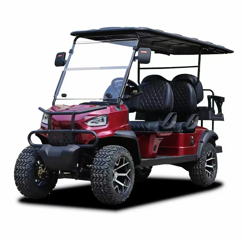 Wholesale Electric Sightseeing Car 4+2 Seats Solar Panel Electric Golf Cart with Half Slope Automatic Parking Brake Assist