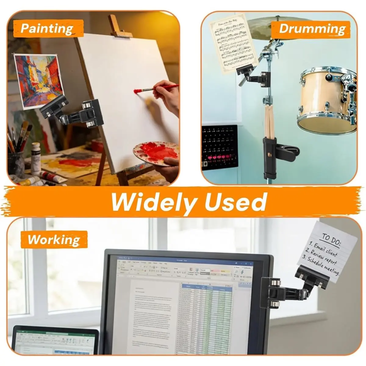 Paint Brush Copy Clip Holder, Metal Easel Brush Clip, 360° Rotatable Paper Document Sign Holder for Typing, Holder Clamp