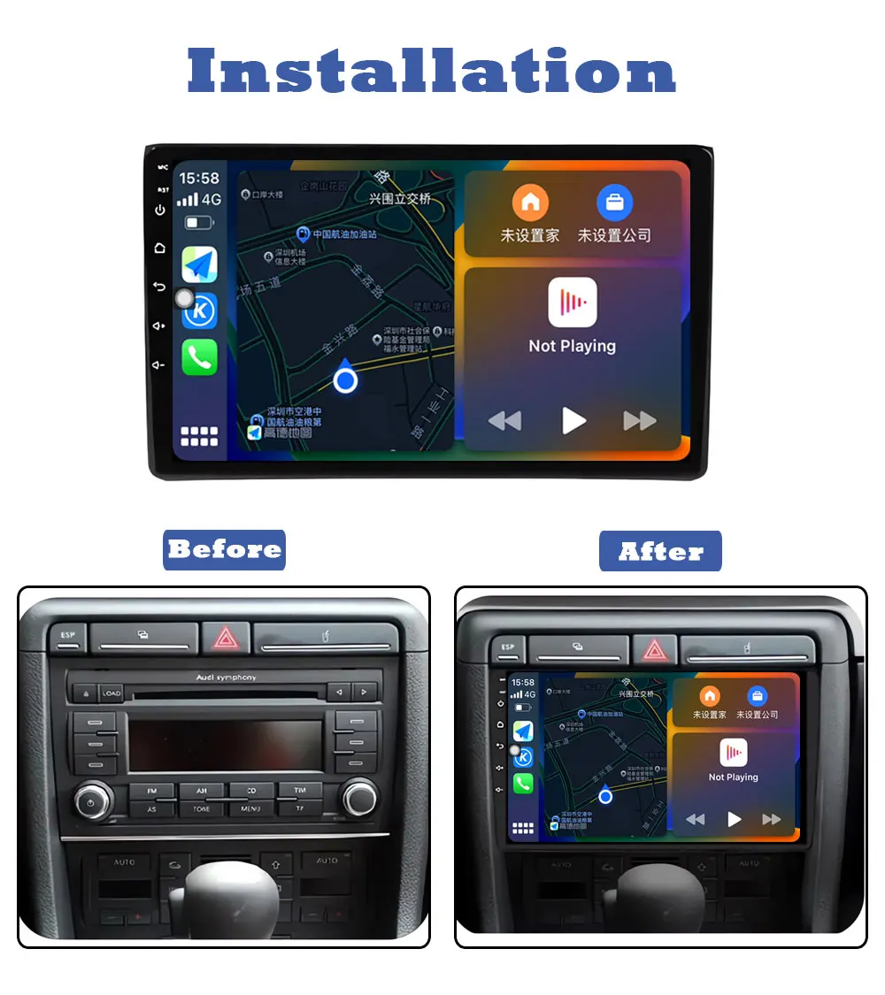 Car Radio for Audi A4 II 2 B6 III 3 B7 2000-2009 S4 2002-2008 RS4 2005-2009 Multimedia 4G Carplay Stereo WIFI BT Android OS