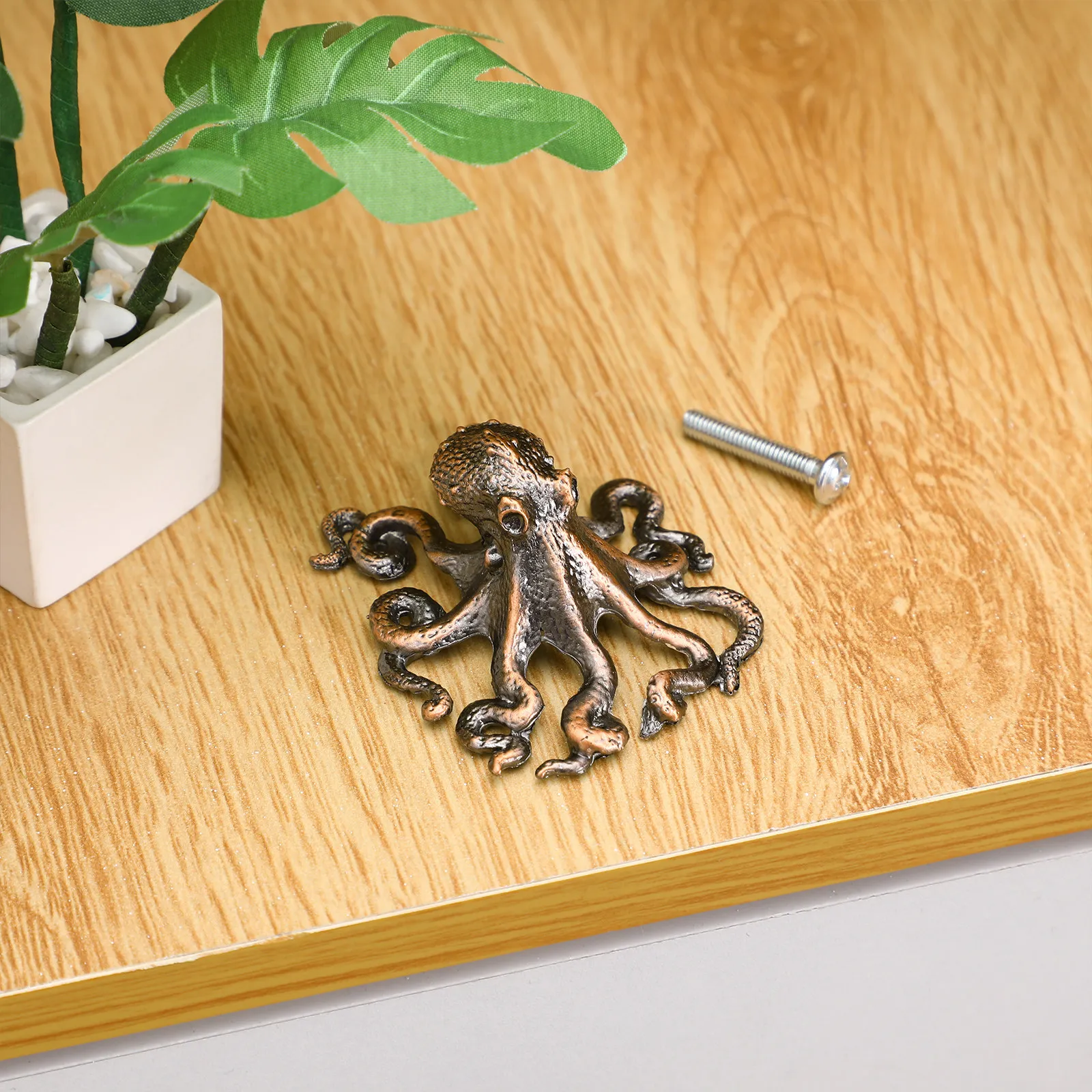 1Set Octopus Drawer Pulls Zinc Alloy Nordic Cabinet Handles Nautical Theme Kitchen Bathroom Bedroom Wardrobe Decorative Metal