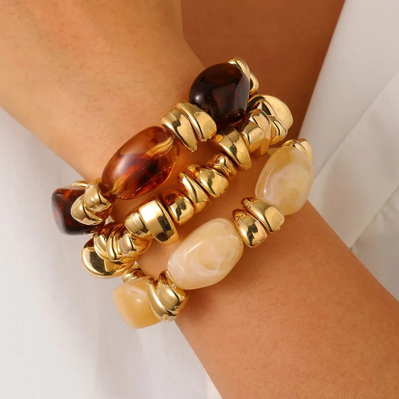 Pulsera Vintage con Dijes de Corazón para Mujer, Cadena de Cuentas Irregulares, Joyería de Estilo Bohemio Chic para Regalo de Cumpleaños