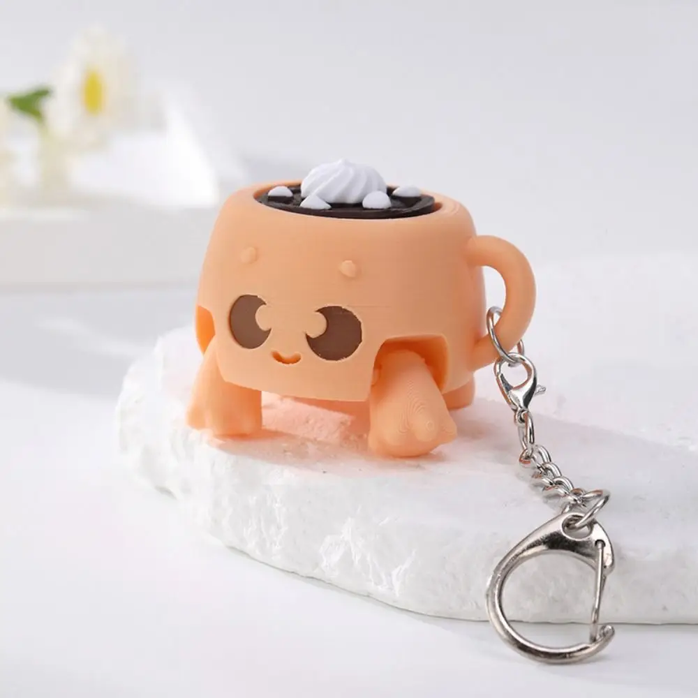 3D Printed Cartoon Fidget Keychain Funny Plastic Button Press Click Keyring Simulation Sensory Clicker Backpack Pendant