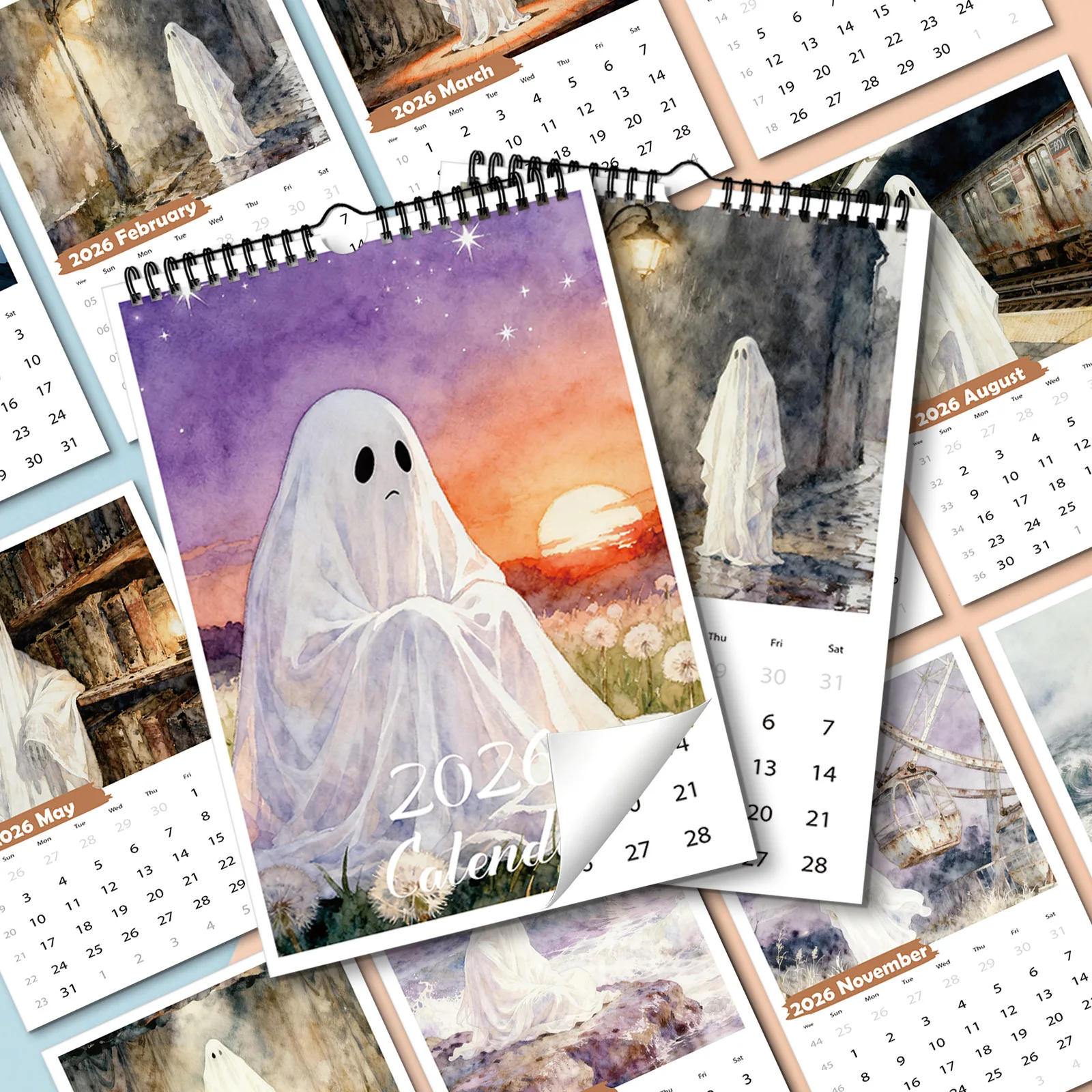 

1PC 2026 Healing Ghost Calendar, Suitable for Home Decoration, Ideal for Those with A Niche Aesthetic Appeal, Makes A Great Gift