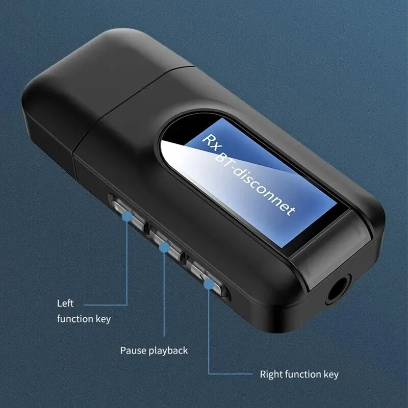 USB Bluetooth 5.0 Audio Transmitter Receiver LCD Display 3.5MM AUX RCA Stereo Wireless Adapter Dongle For PC TV Car Headphones