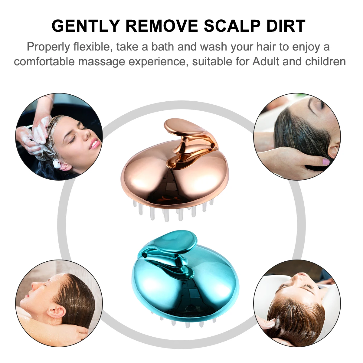 

Набор из 2 массажеров для кожи головы с эргономичной ручкой, щетка для душа и ванны, мягкая текстура, скрабер для головы, отшелушивающая массажная щетка