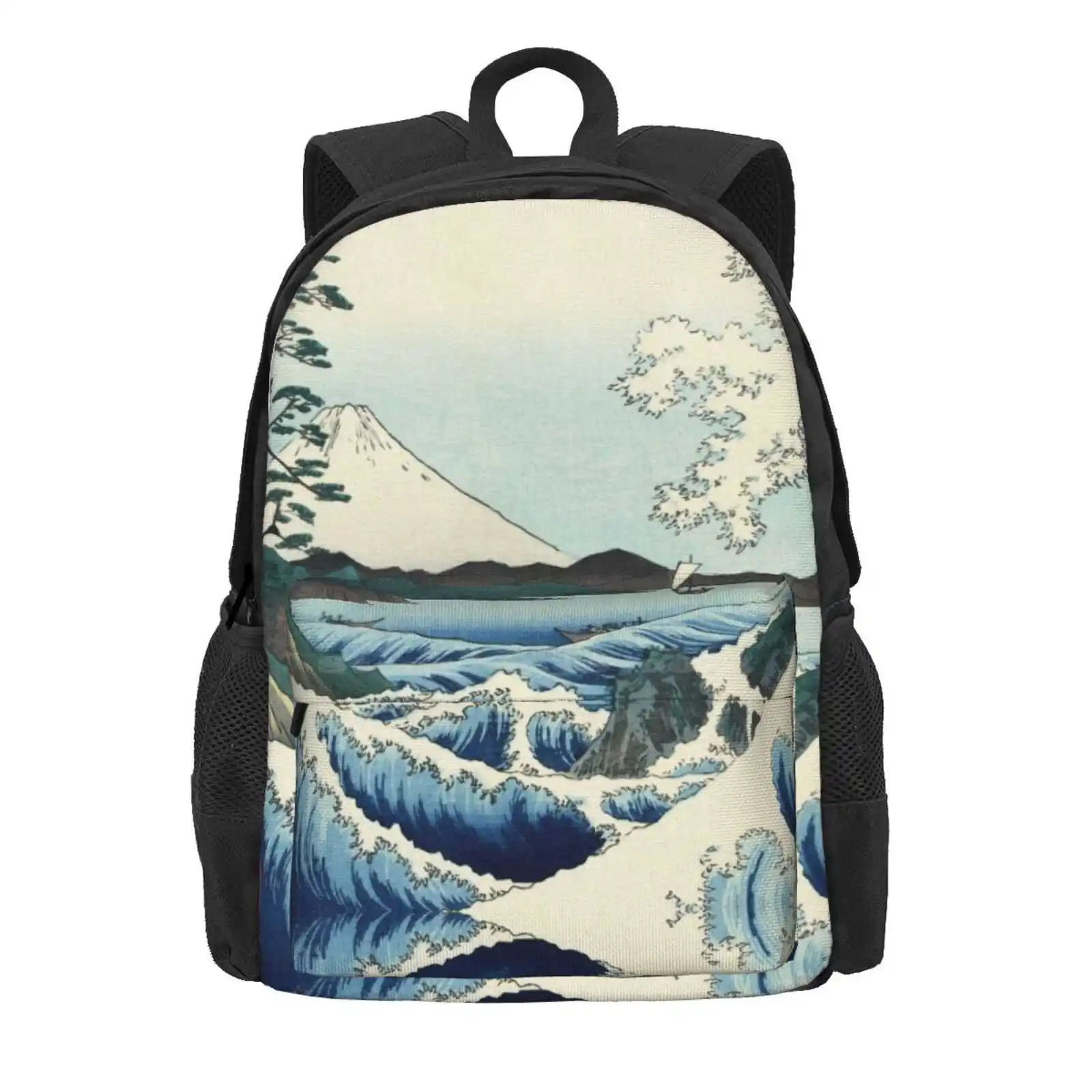 Utagawa Hiroshige - Seascape In Satta, 1858 Hot Sale Schoolbag Backpack Fashion Bags Utagawa Hiroshige Landscape Nature Trees