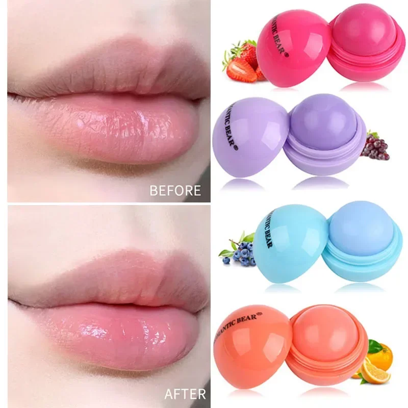 Batom em forma de bola redonda Sabor de frutas Esférico Frutado Hidratante de Maquiagem de Longa Duração, Cosméticos Bálsamo Labial, 6 cores, 1pc