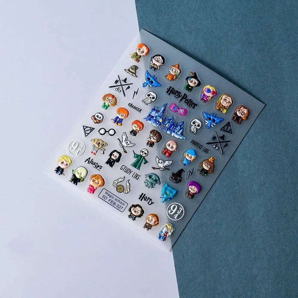

Harry Potter embossed nail stickers - wizard elements, 3D, waterproof, long-lasting, easy peel, non-damaging, nail decor
