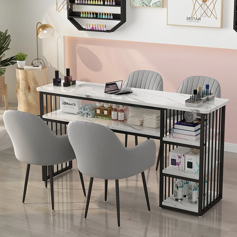 Premium Modern Wrought Iron Manicure Station For Commercial Furniture Nail Tables Simple Economical Upscale Professional