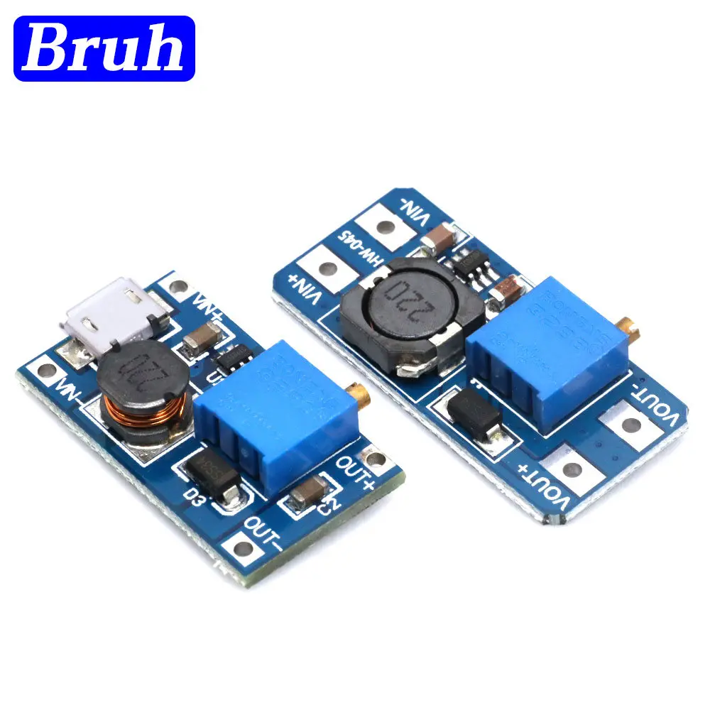 MT3608 DC-DC regulated voltage boost module 2A MICRO USB 2V-24V to 5V 9V 12V 28V Power amplifier suitable for Arduino DIY kits