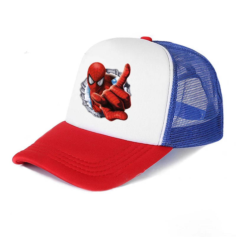 Disney Marvel Spiderman Summer Baseball Cap Anime Cartoon Printed Adjustable Net Mesh Hats Fashion Boys Girl Childern Adult Gift