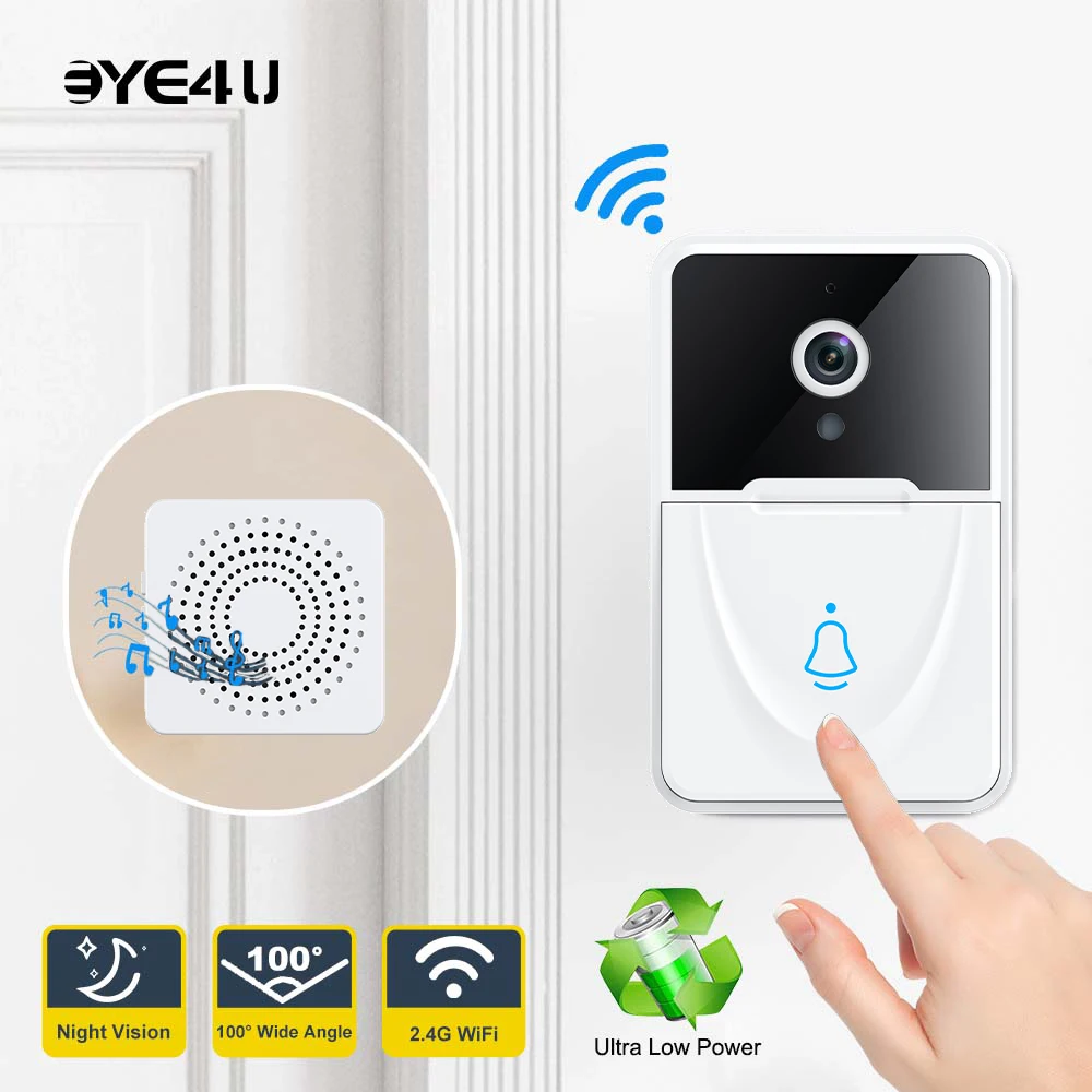 Tuya WiFi Video Doorbell Wireless Phone Two-way Intercom System IR Night Vision Doorbell Smart Home Security Door Bell Camera HD