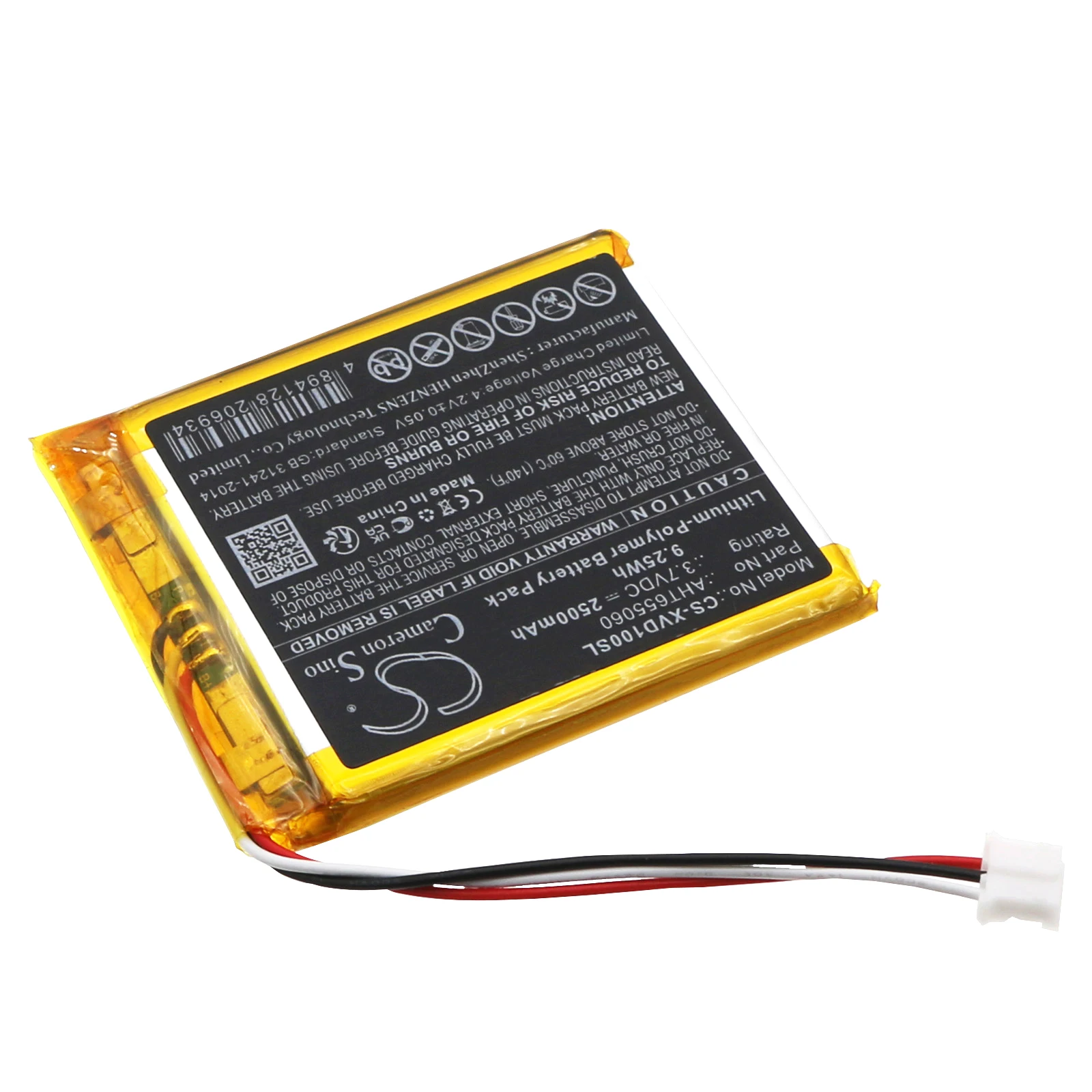 CS Replacement Battery For Xhorse VVDI Key Tool Max Programming Device AHT655060 2500mAh / 9.25Wh Diagnostic Scanner