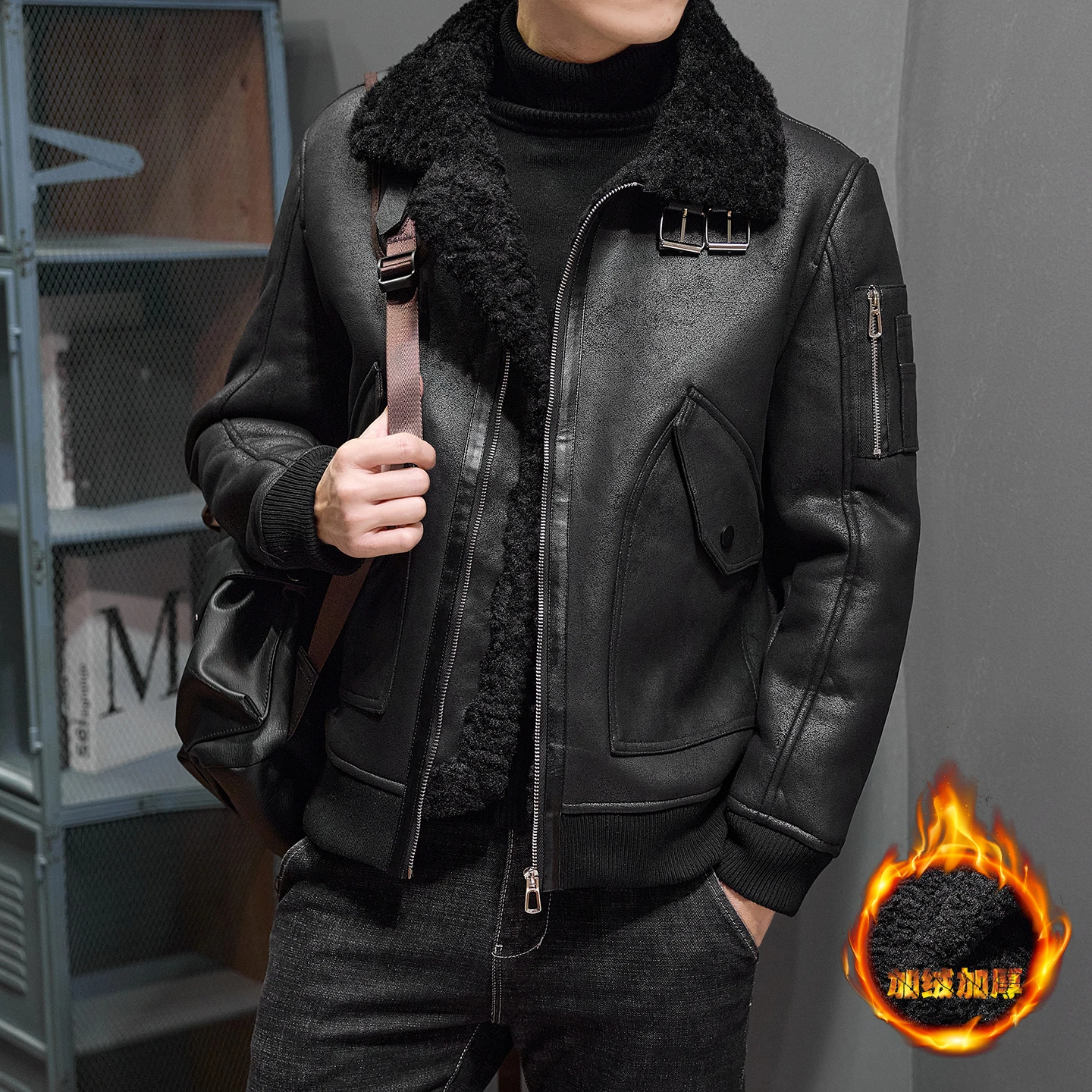 Cappotto invernale monopezzo in pelliccia di alta qualità per uomo, pecorelle alla moda, pelliccia riccia naturale ispessita e copertura esterna in pelliccia di pile