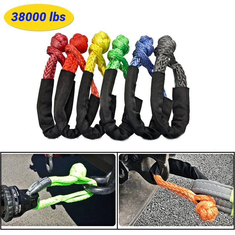 

Synthetic Off Road Trailer Rope 1/2inch x 22inch Soft Shackle 38000 Pound Car ATV UTV SUV Recovery Tow Strap Broken Tool