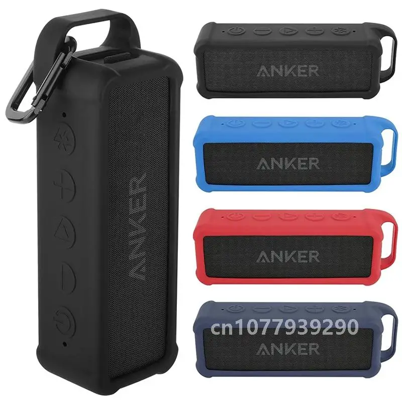 ZOPRORE Silicone Case for Anker Soundcore 2 Portable Bluetooth Speaker, Protective Travel Cover with Handle and Carabiner