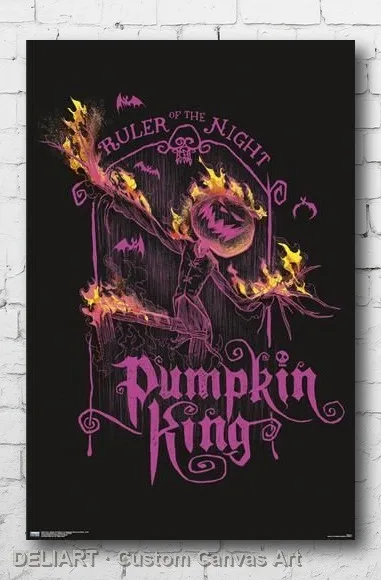 

THE NIGHTMARE BEFORE CHRISTMAS - RULER NEON Canvas Poster Custom Size Available Room Decoration Home Decor Wall Art