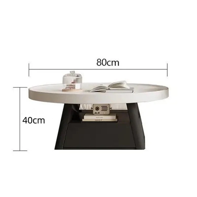 

French Aesthetic Cream Style Minimalist Table Round Black Coffee Table Display Glam Small Luxury Salontafel Home Furniture