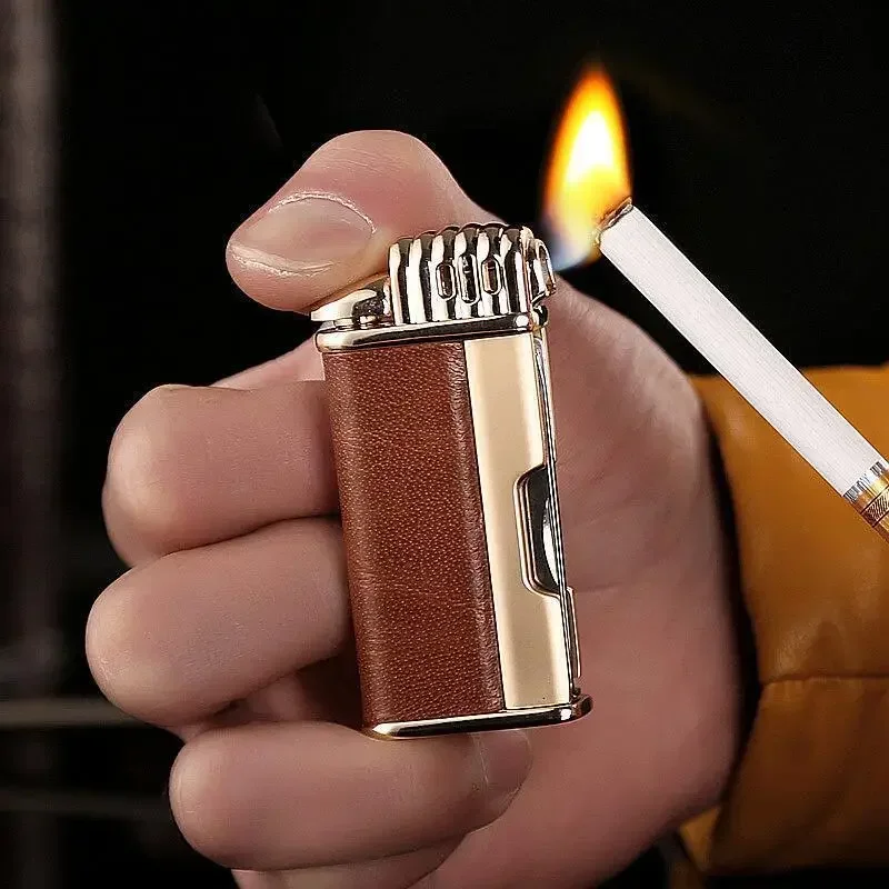 Metal Four in One Multifunctional Lighter Butane Gas Soft Flame Lighter with Smoking Tube Tool Smoking Accessories Men's Gift