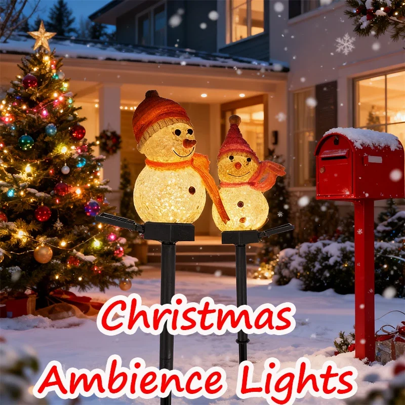 Solar Snowman Lawn Light,Outdoor Christmas LED Stake Lamp,Waterproof Garden Landscape Decoration,Yard Pathway Lighting,Holiday