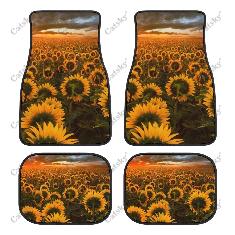 

sunflower Car Floor Mats Complete Set of 4 Premium Front Rear Accessories for Carpet