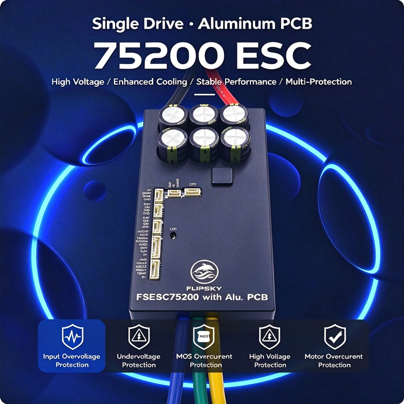 Flipsky 75200 with Aluminum Case Aluminum PCB ESC, 300A Peak Current, Multiple Protection, Support Hall ABI AS5047 Sensor