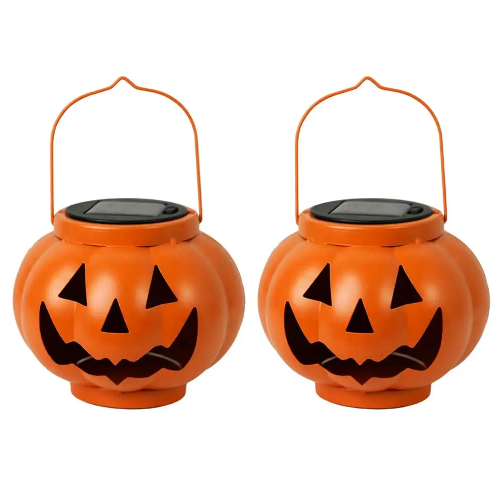 Weatherproof Fall Yard Lights Solar Pumpkin Lanterns Outdoor Waterproof Halloween Lights Spooky Hanging Orange Decor for Yard