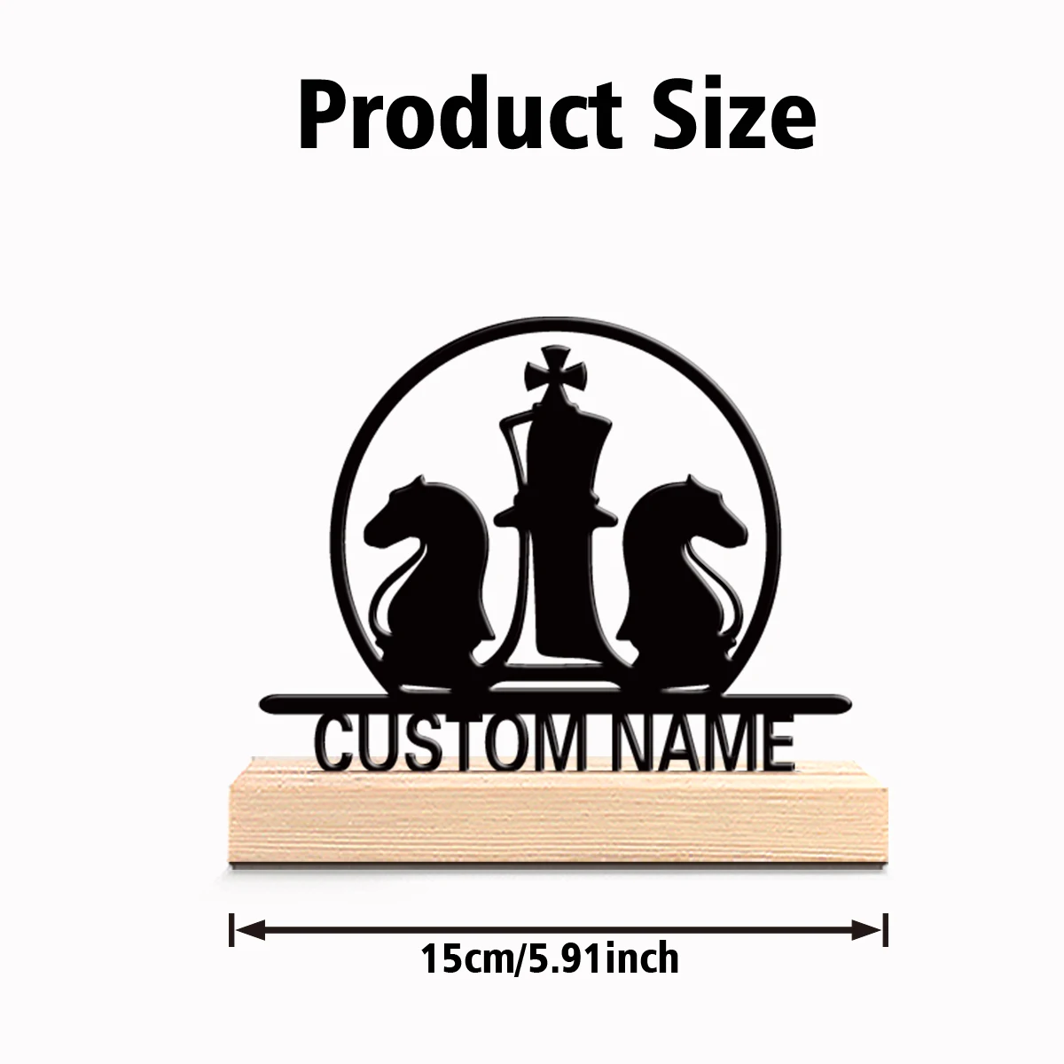 1pc Fun Personalized Custom Chess Metal Statues Desktop Sculpture With Wooden Base Suitable For Offices Bedrooms Commemorative