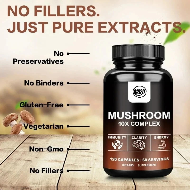 

Mushroom Complex Supplement for Brain Health - Supports Focus Clarity Memory Improvement Nutritional Supplement