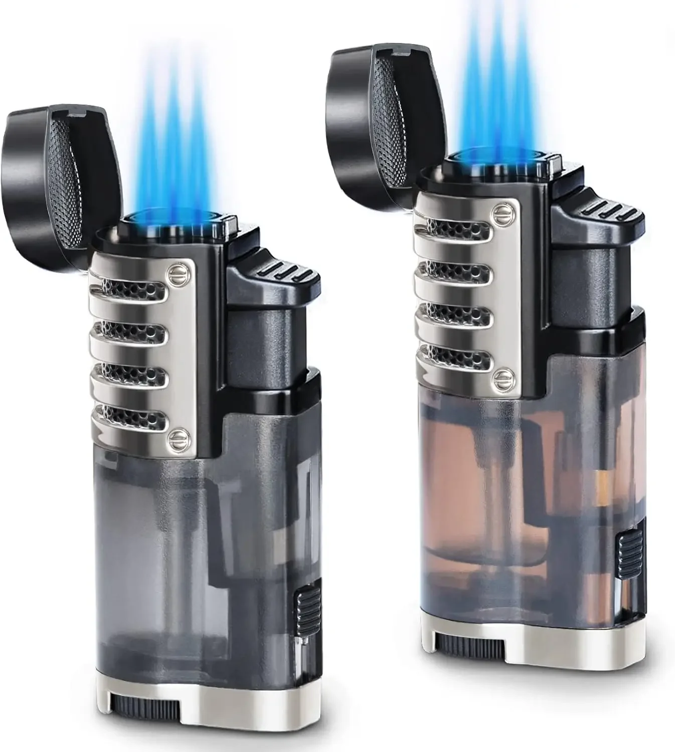 

2 Pack Triple Lighter Butane Refillable Jet Flame Torch Cigar Lighters Windproof Adjustable Flame Pocket Lighter for Smokers