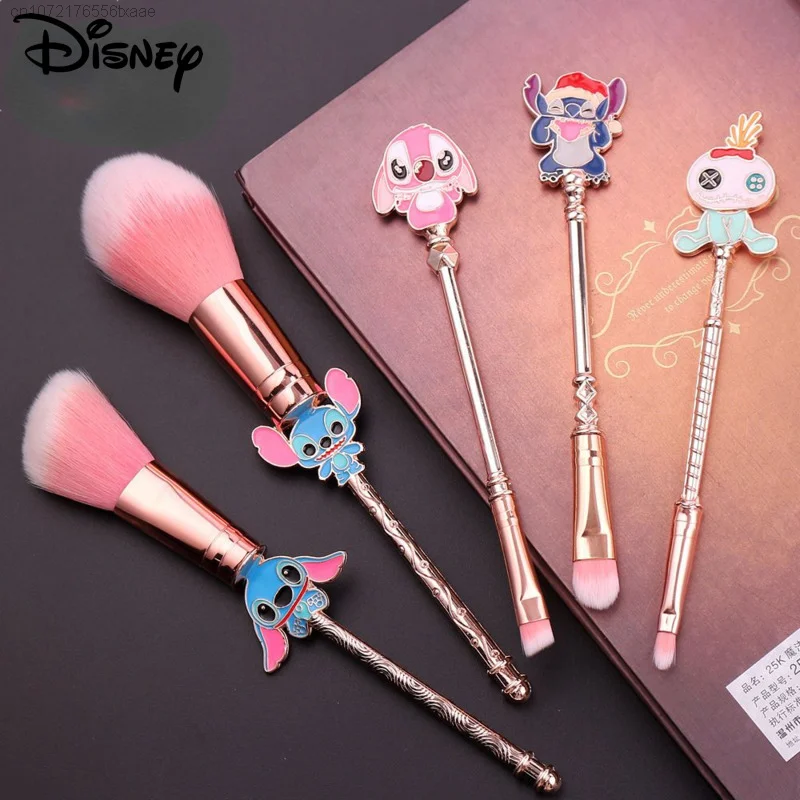 Disney Stitch Makeup Brushe Set 5 Piece Powder Blusher Contouring Brush Tool Y2k Women Face Decoration Korean Beauty Accessories